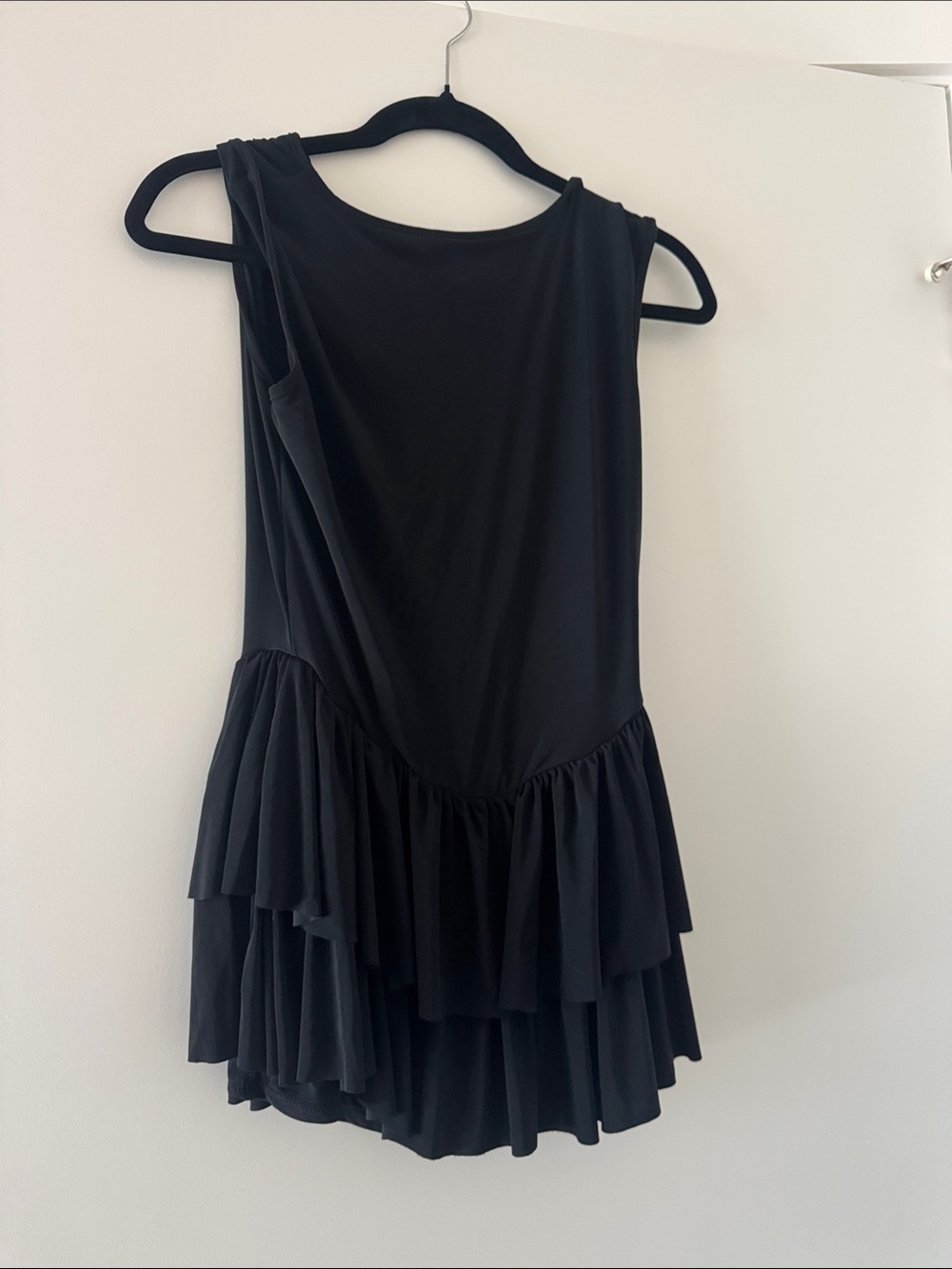 PrettyLittleThing Black Sleeveless Tiered Ruffle Romper